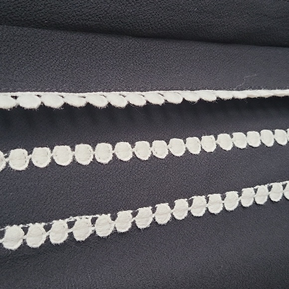 Karl Lagerfeld Black Blouse with White Crochet Accents Sz Large - Picture 5 of 7